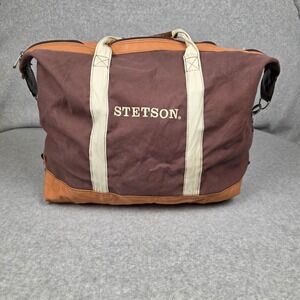Stetson Brown 16" Canvas Duffel Bag Soft Case Travel Weekender Carry On Luggage